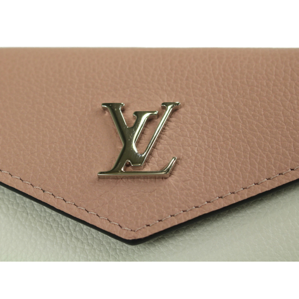 UnWith Louis VUITTON Portefeuille Lockme Calf Leather Rose Pink Ballet White - Picture 9 of 10